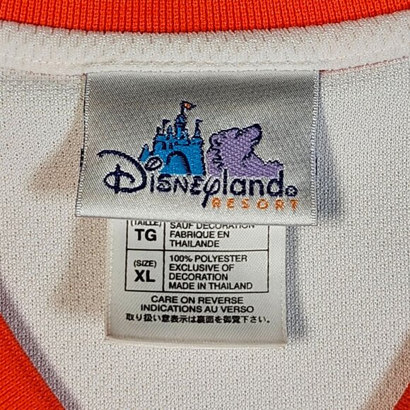 Disneyland Resort Team Mickey Baseball Jersey XL Polyester Orange & White - Picture 9 of 11